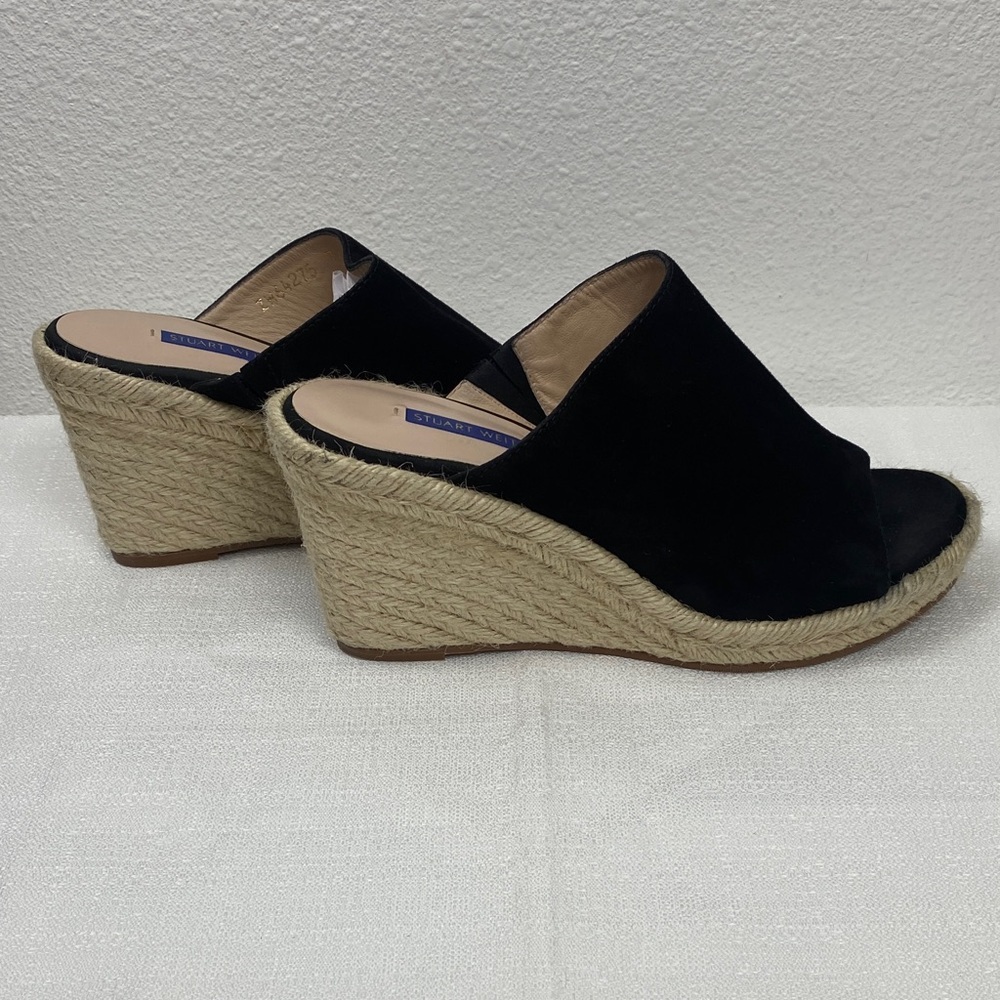 Stuart Weitzman Black Espadrille Wedges Size 7.5 M - Picture 6 of 16
